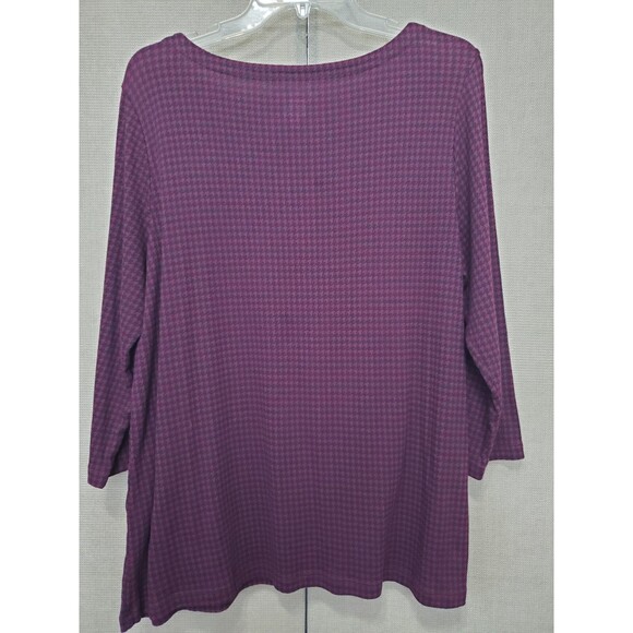 Chico's 100% Cotton Houndstooth Print Boat Neck T-Shirt Size 3 (XL) - Picture 4 of 7